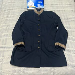 Woman’s Blue Embroidered Bandhgala Jacket Formal attire Size 18 Tall